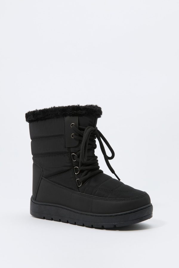 Faux Fur Collared Lace Up Winter Boot - 图片 7