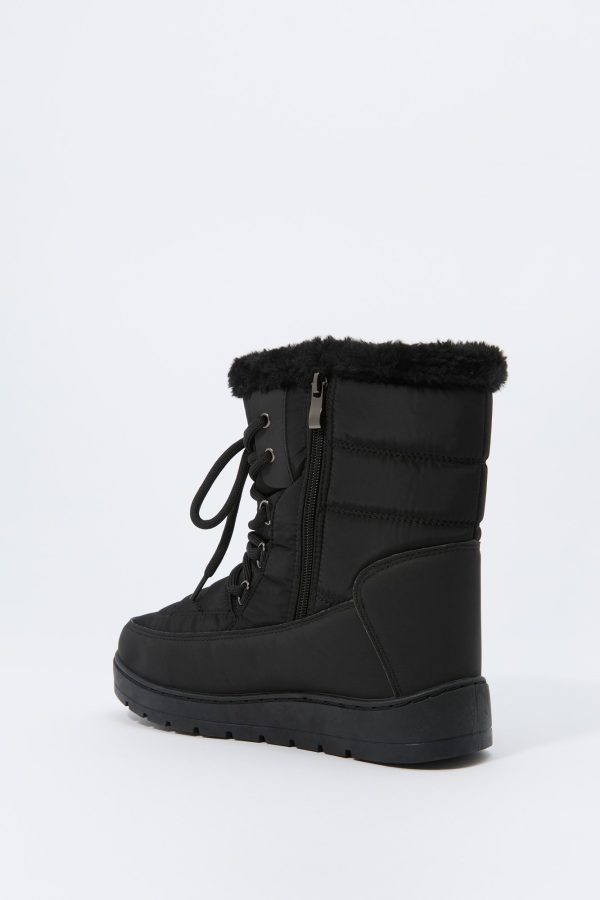 Faux Fur Collared Lace Up Winter Boot - 图片 8