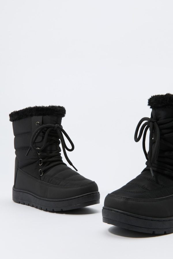 Faux Fur Collared Lace Up Winter Boot - 图片 5