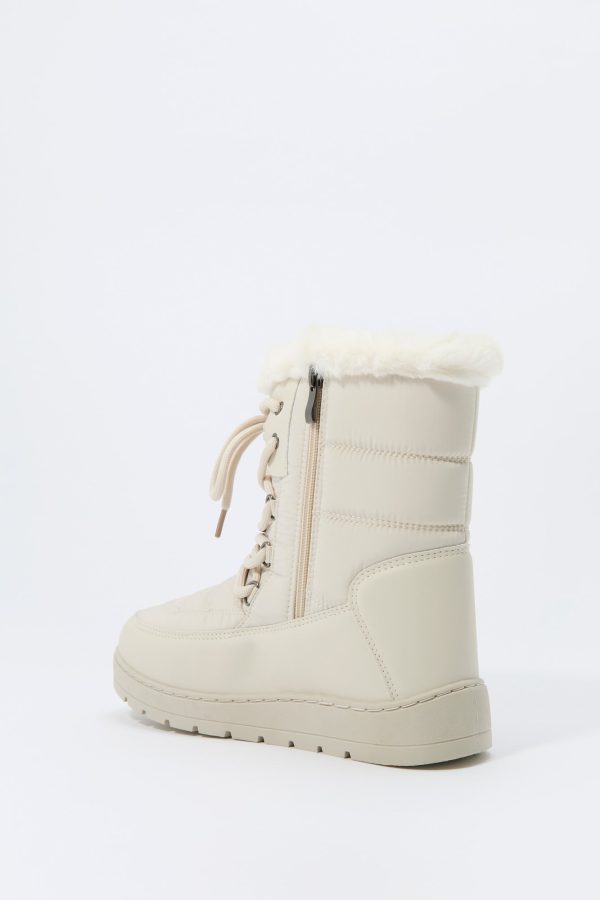 Faux Fur Collared Lace Up Winter Boot - 图片 4