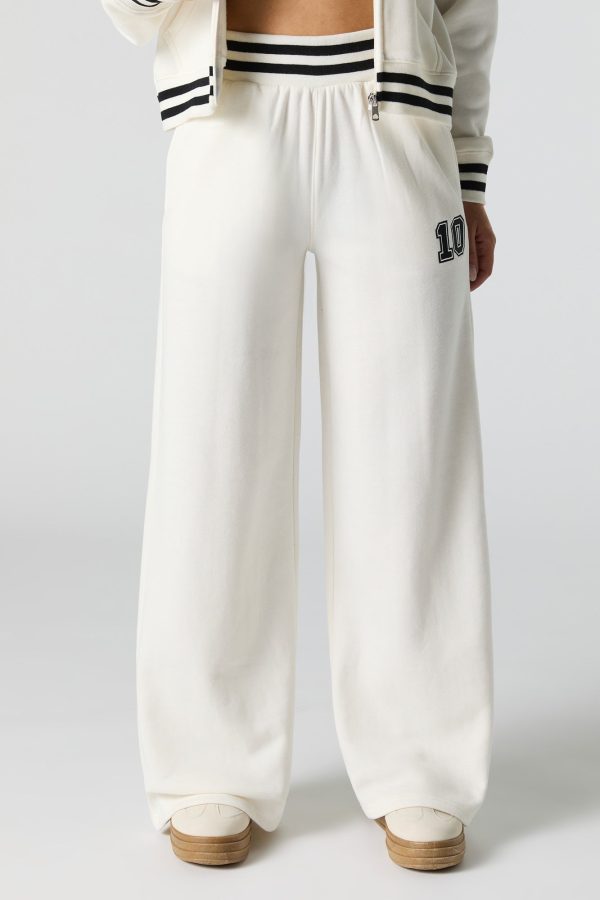 10 Embroidered Fleece Wide Leg Sweatpant - 图片 2