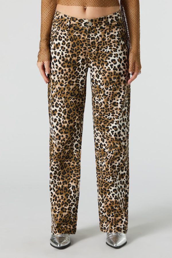 Animal Print Straight Leg Pant - 图片 2