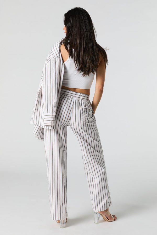 Poplin Striped Wide Leg Pant - 图片 7