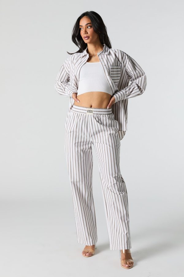 Poplin Striped Wide Leg Pant - 图片 5