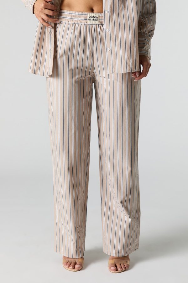 Poplin Striped Wide Leg Pant - 图片 2