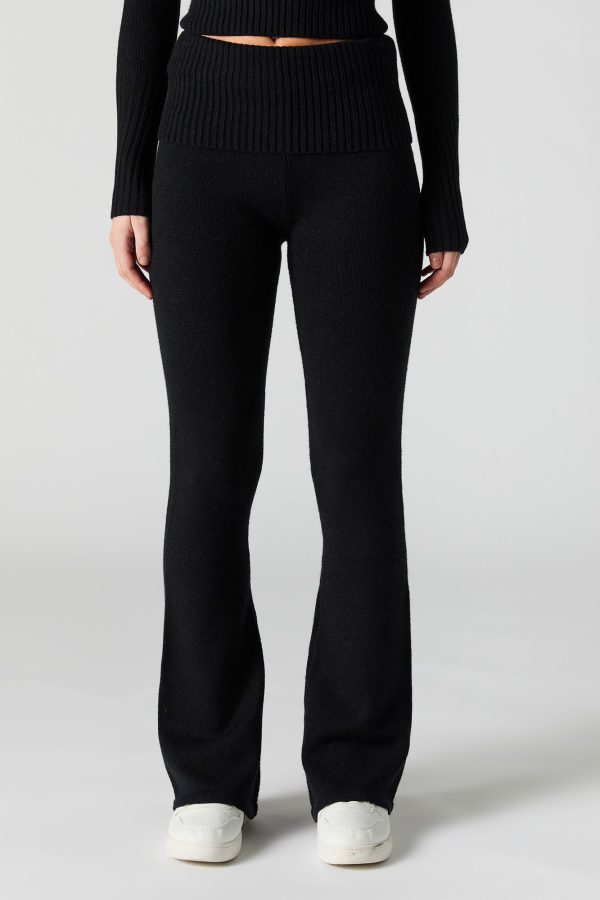 Knit Foldover Waist Flare Pant - 图片 9