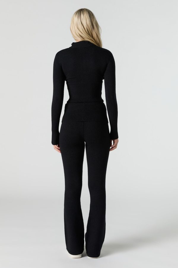 Knit Foldover Waist Flare Pant - 图片 10