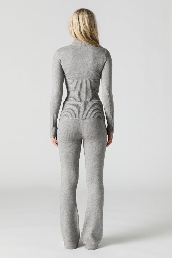 Knit Foldover Waist Flare Pant - 图片 3