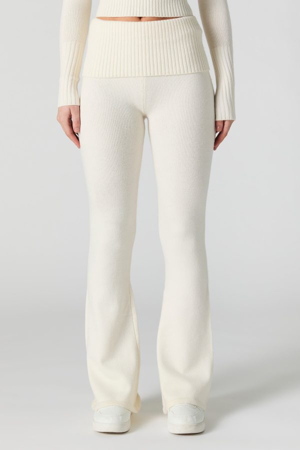 Knit Foldover Waist Flare Pant - 图片 12