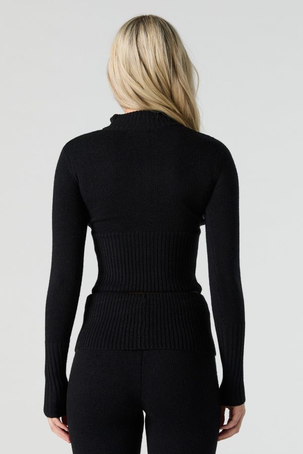 Knit Quarter Zip Turtleneck Sweater - 图片 8