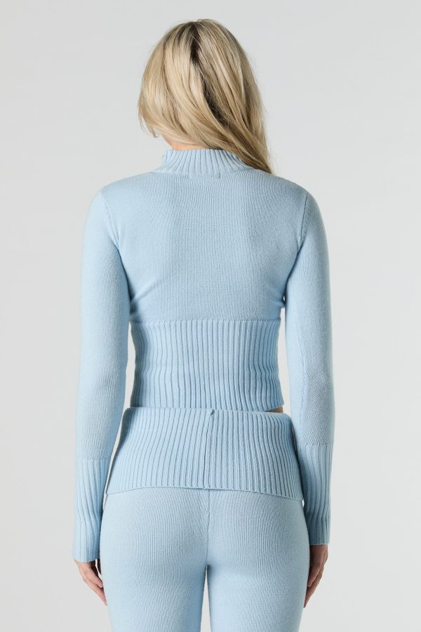 Knit Quarter Zip Turtleneck Sweater - 图片 18