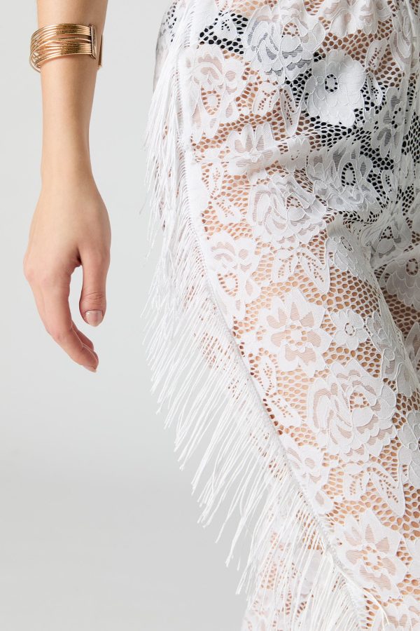 Floral Lace Fringe Flare Pant Cover Up - 图片 8