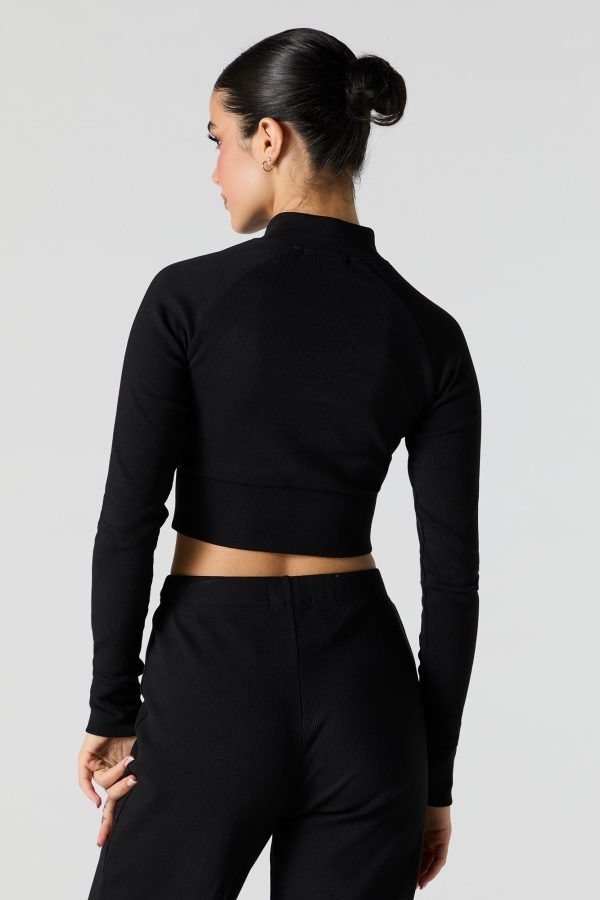 Active Ribbed Zip-Up Long Sleeve Top - 图片 5