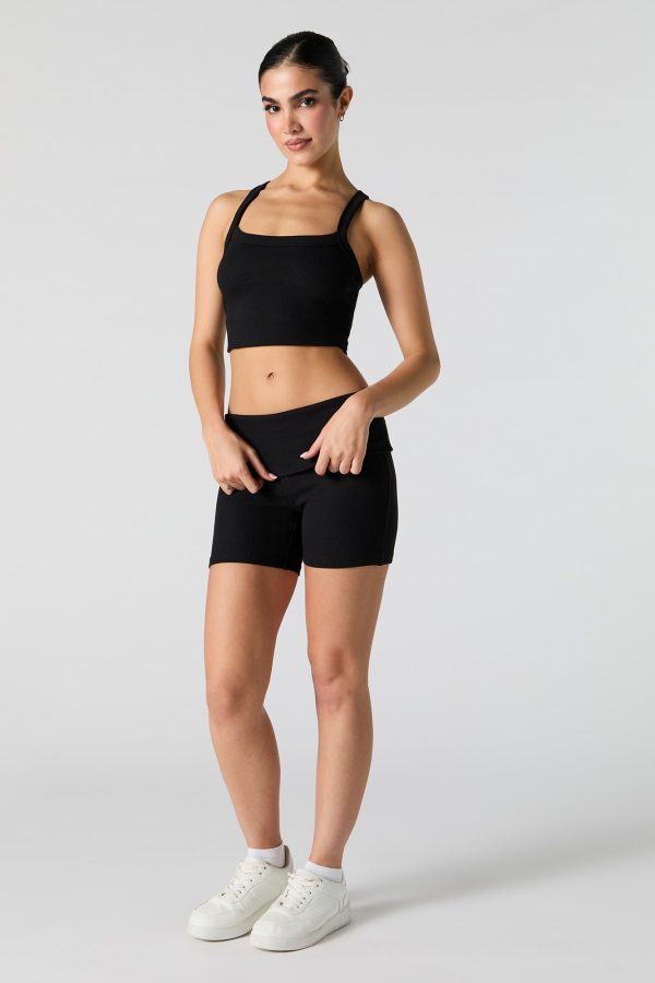 Short ctelé à bande de taille repliée Active - 图片 6