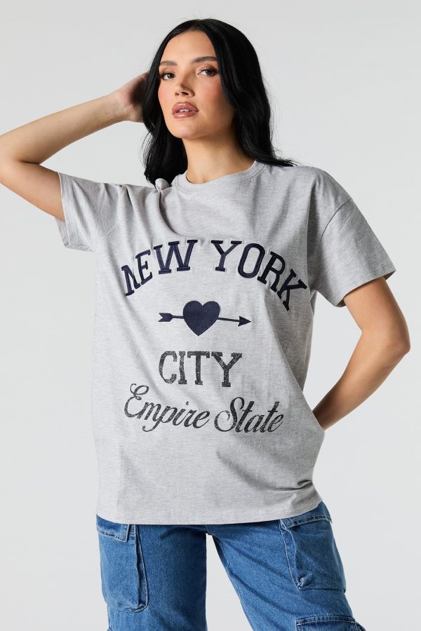 T-shirt avec motif brodé New York Empire State