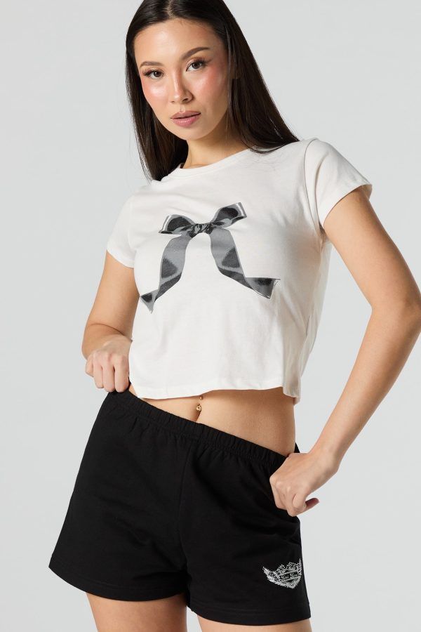 Grey Bow Graphic Baby Tee