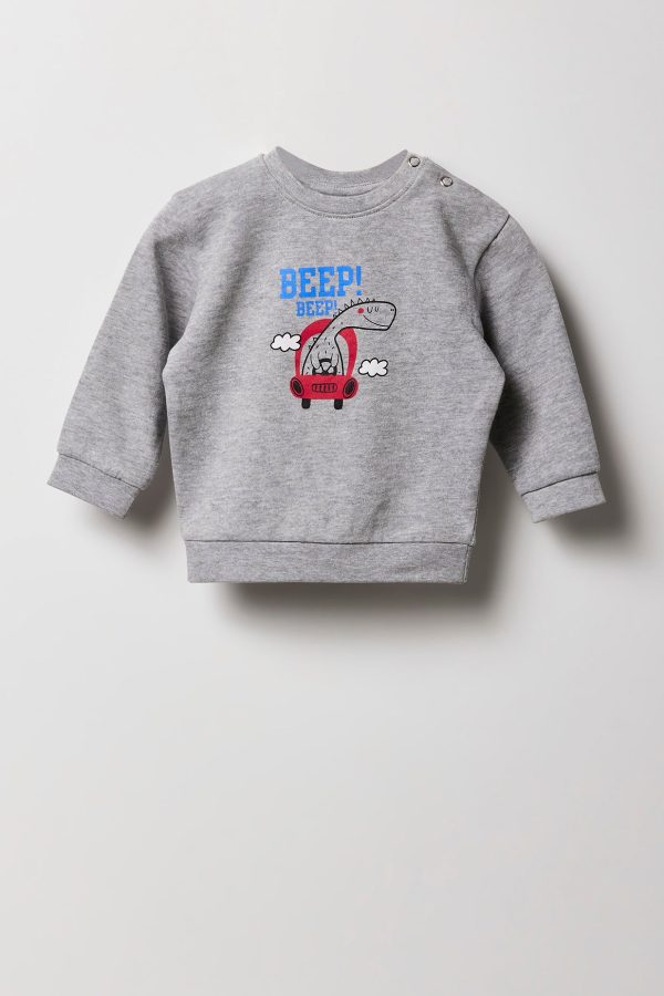 Baby Dino Driver Fleece Sweatshirt & Jogger 2 Piece Set - 图片 2