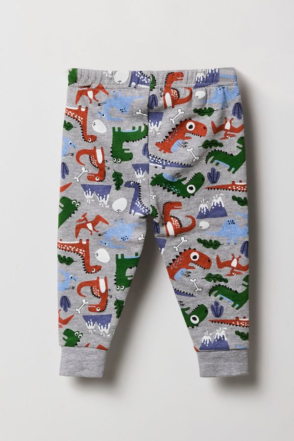 Baby Dino Print Fleece Sweatshirt & Jogger 2 Piece Set - 图片 5