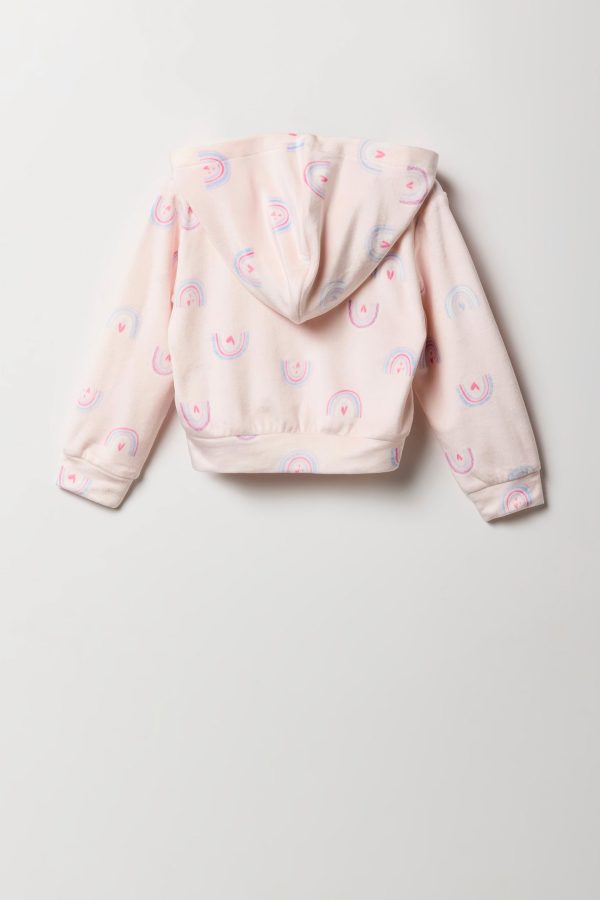 Toddler Girl Velour Zip-Up Hoodie - 图片 2