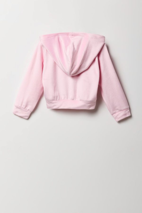 Toddler Girl Velour Zip-Up Hoodie - 图片 6