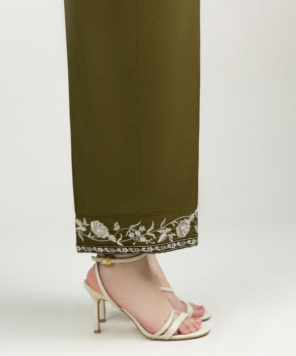 Embroidered Linen Straight Pants - 图片 3