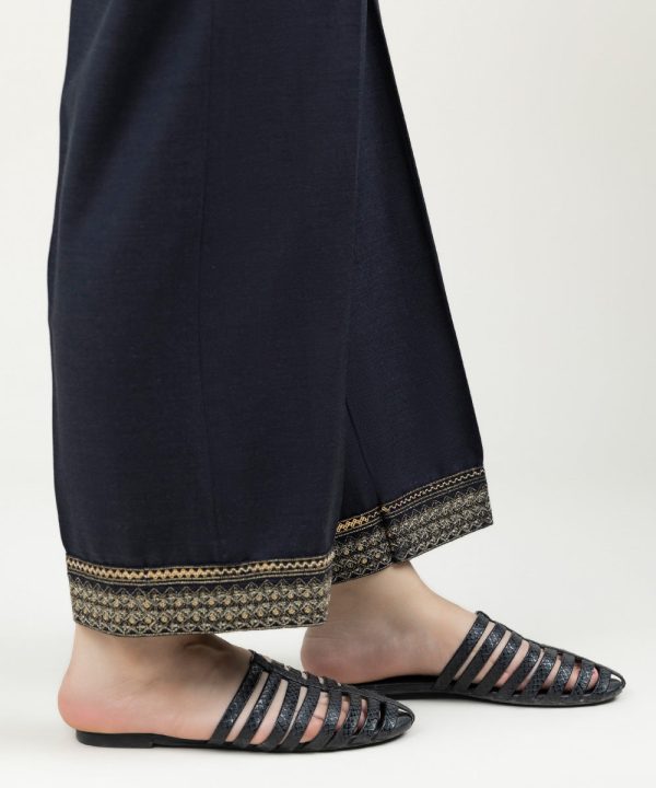 Embroidered Linen Straight Pants - 图片 3