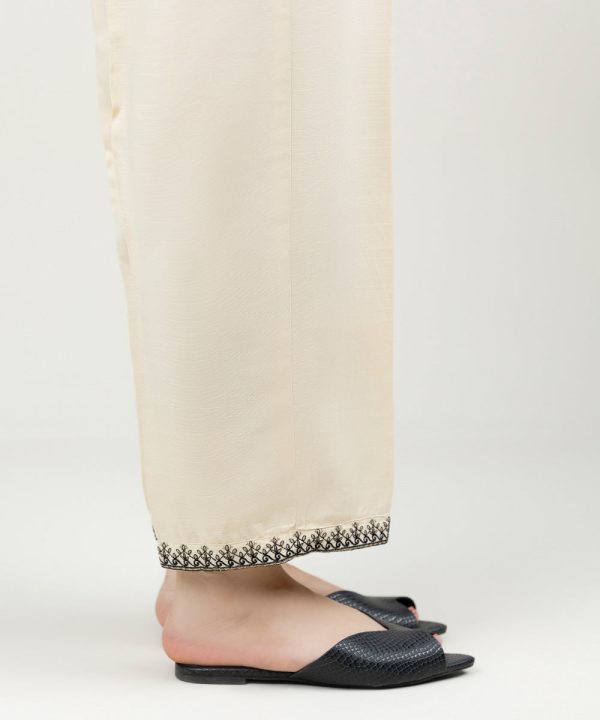 Embroidered Linen Straight Pants - 图片 4