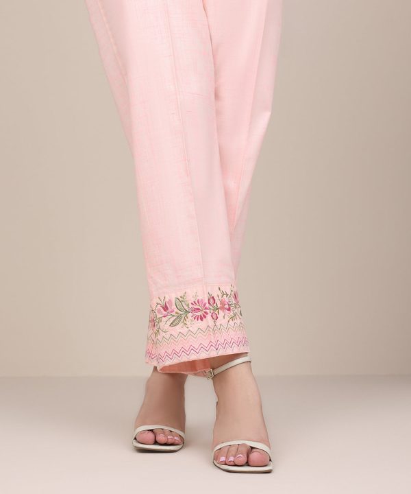 Embroidered Cotton Straight Pants