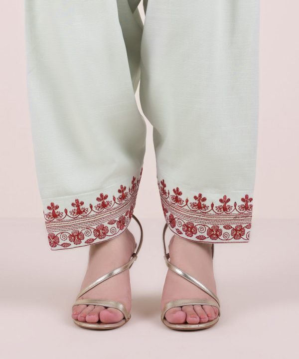 Embroidered Raw Silk Shalwar - 图片 3