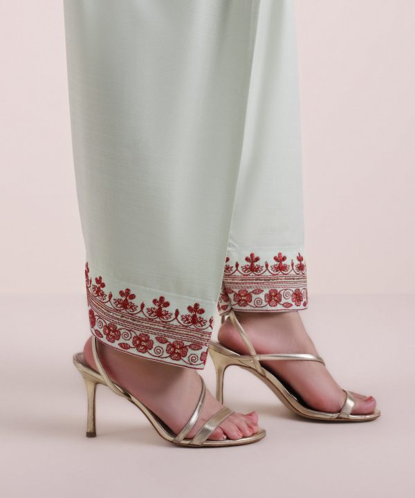 Embroidered Raw Silk Shalwar - 图片 2