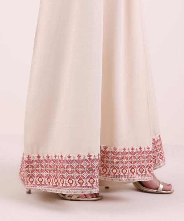 Embroidered Raw Silk Sharara - 图片 2