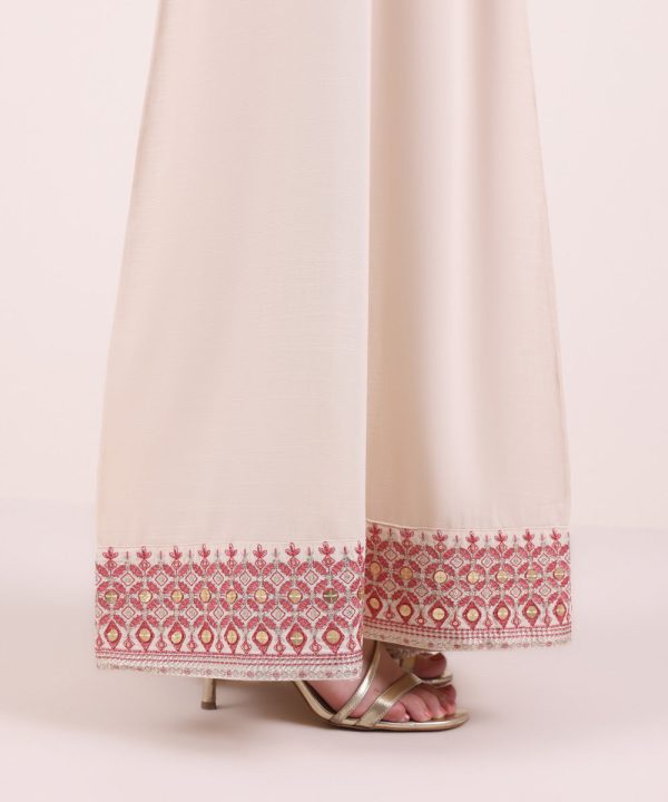 Embroidered Raw Silk Sharara - 图片 4