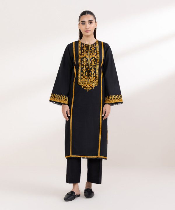 Embroidered Light Khaddar Shirt - 图片 2