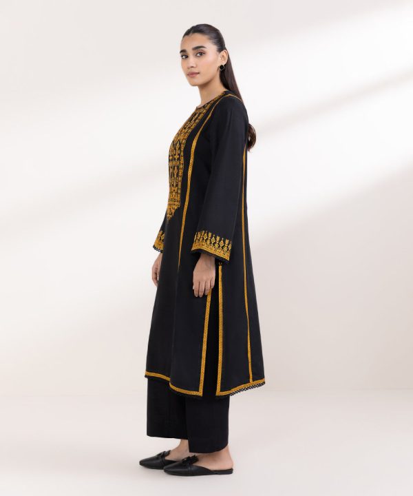 Embroidered Light Khaddar Shirt - 图片 3