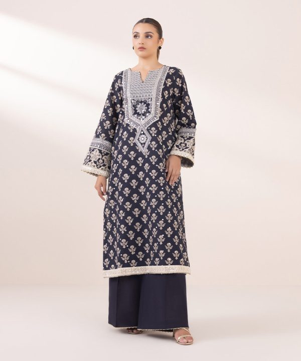 Embroidered Khaddar Shirt - 图片 2