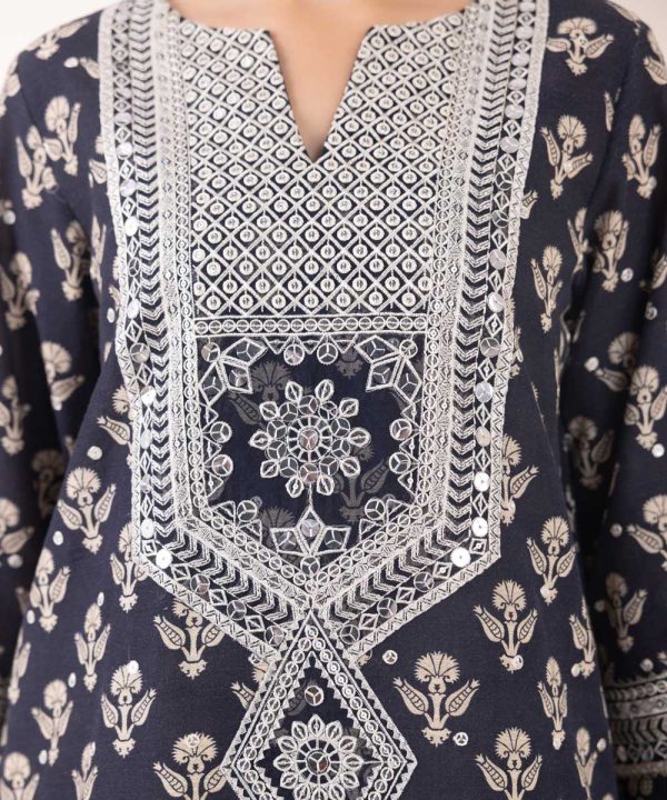 Embroidered Khaddar Shirt - 图片 5