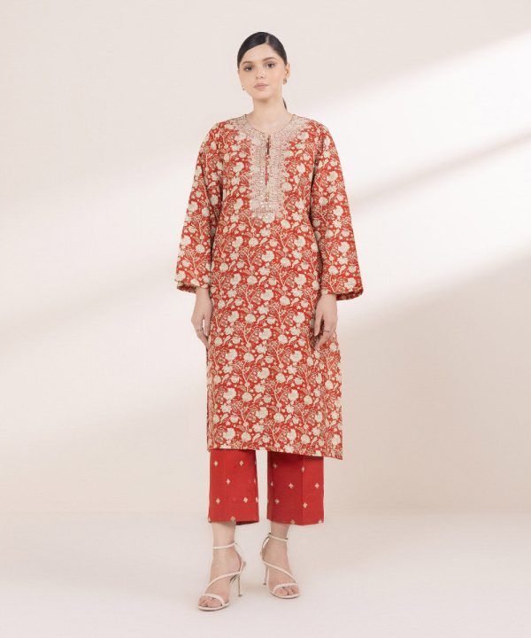 Embroidered Light Khaddar Shirt - 图片 6