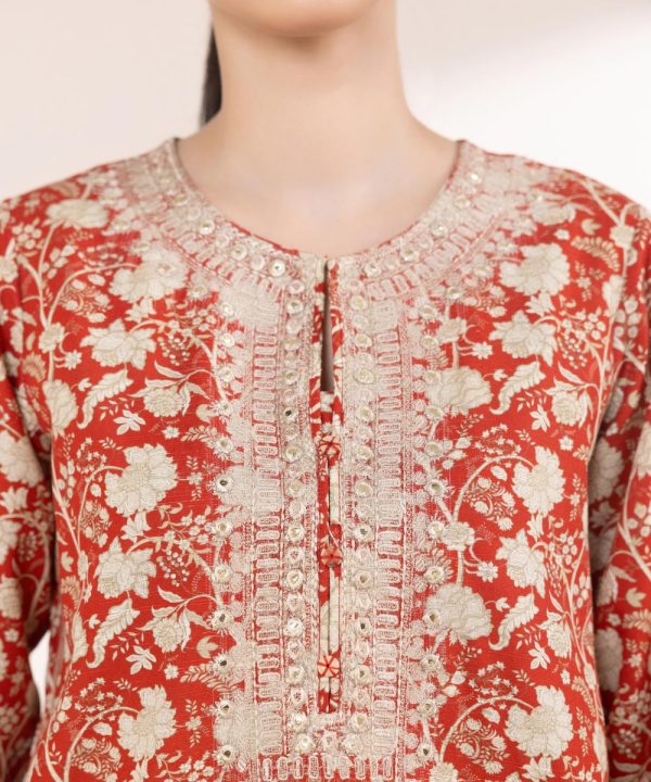 Embroidered Light Khaddar Shirt - 图片 4