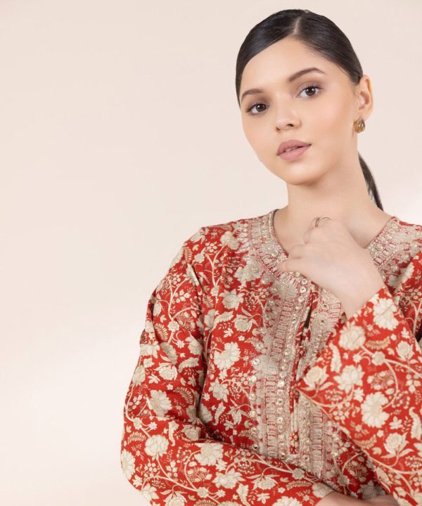 Embroidered Light Khaddar Shirt - 图片 5