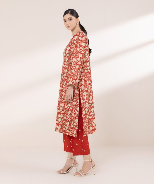 Embroidered Light Khaddar Shirt - 图片 2