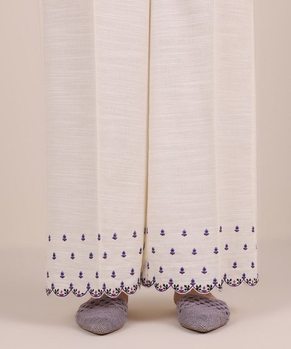 Embroidered Khaddar Culottes - 图片 3