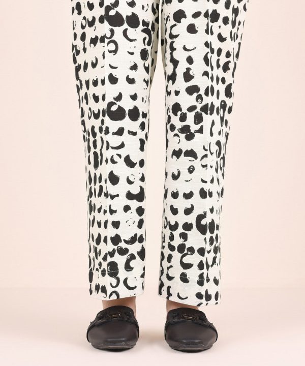 Printed Khaddar Straight Pants - 图片 3