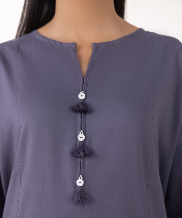 Solid Cotton Viscose Shirt - 图片 4