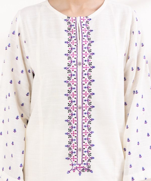 Embroidered Light Khaddar Shirt - 图片 5