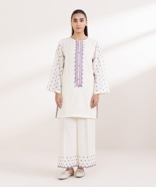 Embroidered Light Khaddar Shirt - 图片 2