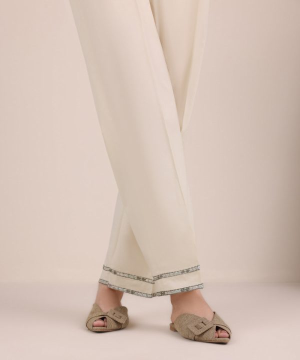 Embroidered Cambric Straight Pants