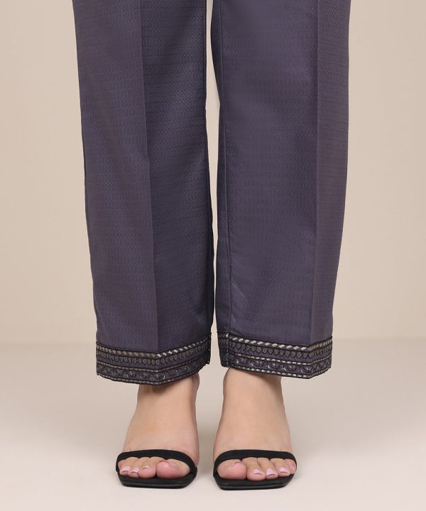 Embroidered Dobby Straight Pants - 图片 4