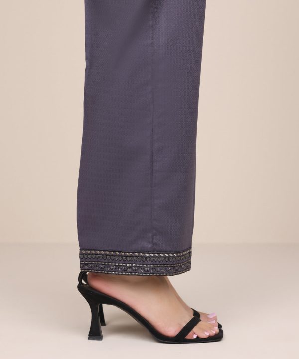 Embroidered Dobby Straight Pants - 图片 3