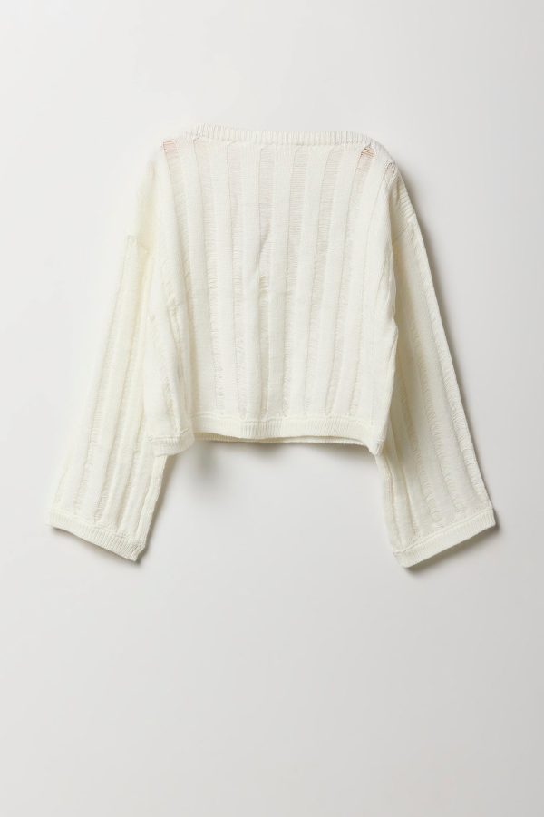 Girls Open Knit Boat Neck Sweater - 图片 6