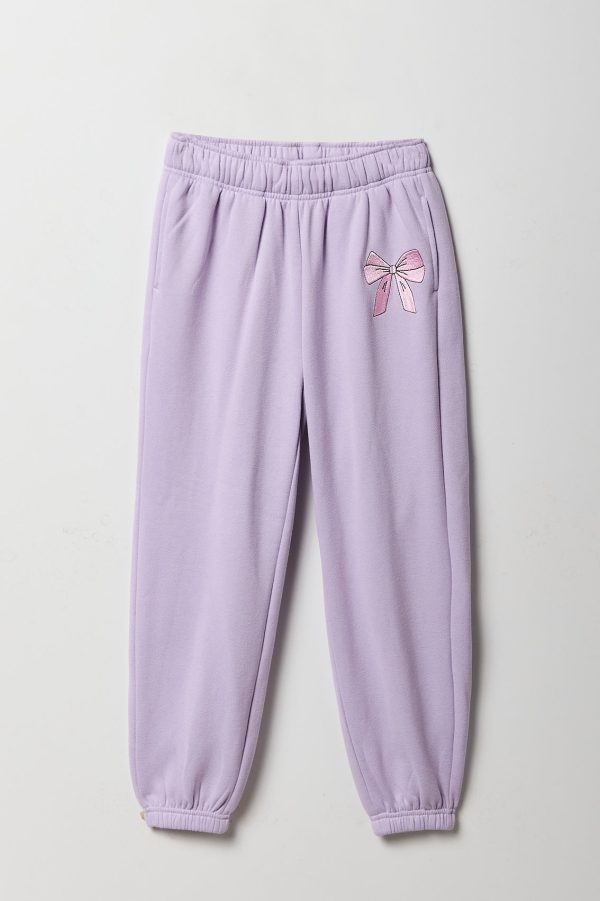 Girls Embroidered Fleece Jogger - 图片 5